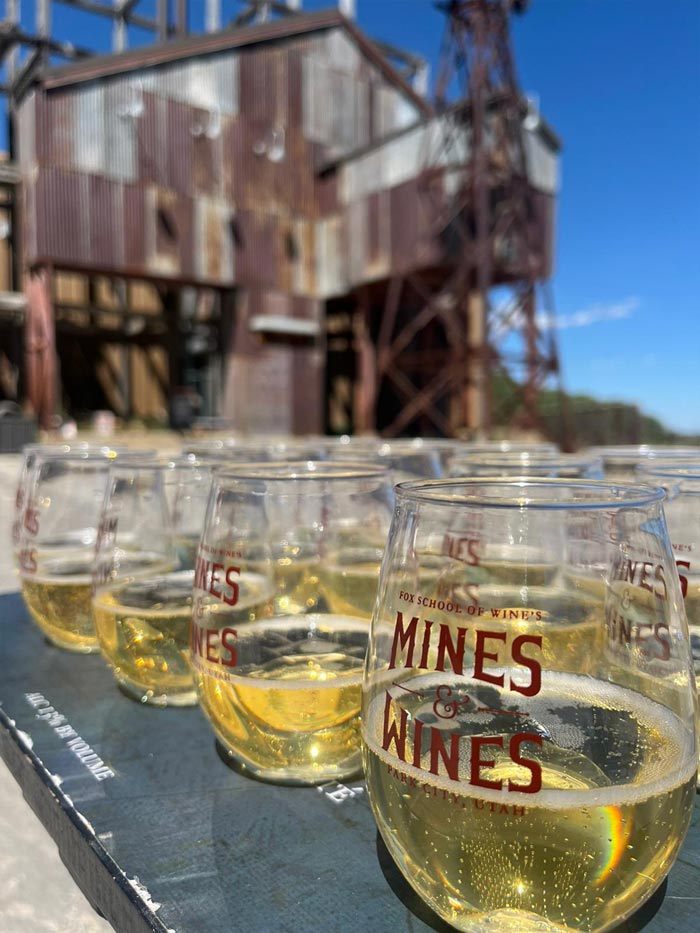 Glasses of wine for the Mines and Wines tour